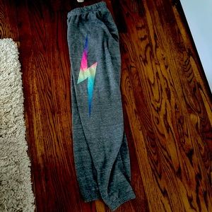 EUC⚡️AVIATOR NATION⚡️RARE NEON THUNDER BOLT SWEATPANTS
